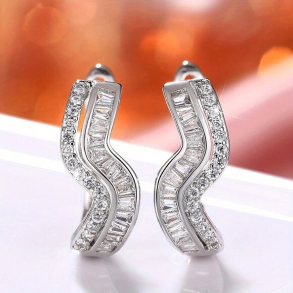 925 Sterling Silver Womens 2ct Diamond Small Hoop Earrings Ladies Hoops Jewelry